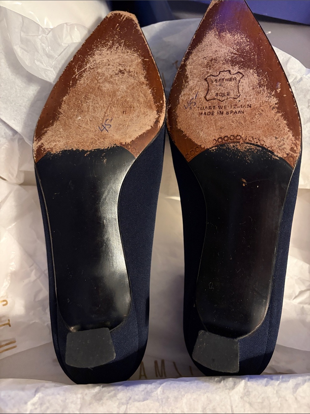 Vintage Stuart Weitzman DAWSON NAVY
PEAU DU SOIE 5 1/2 - Picture 3 of 16